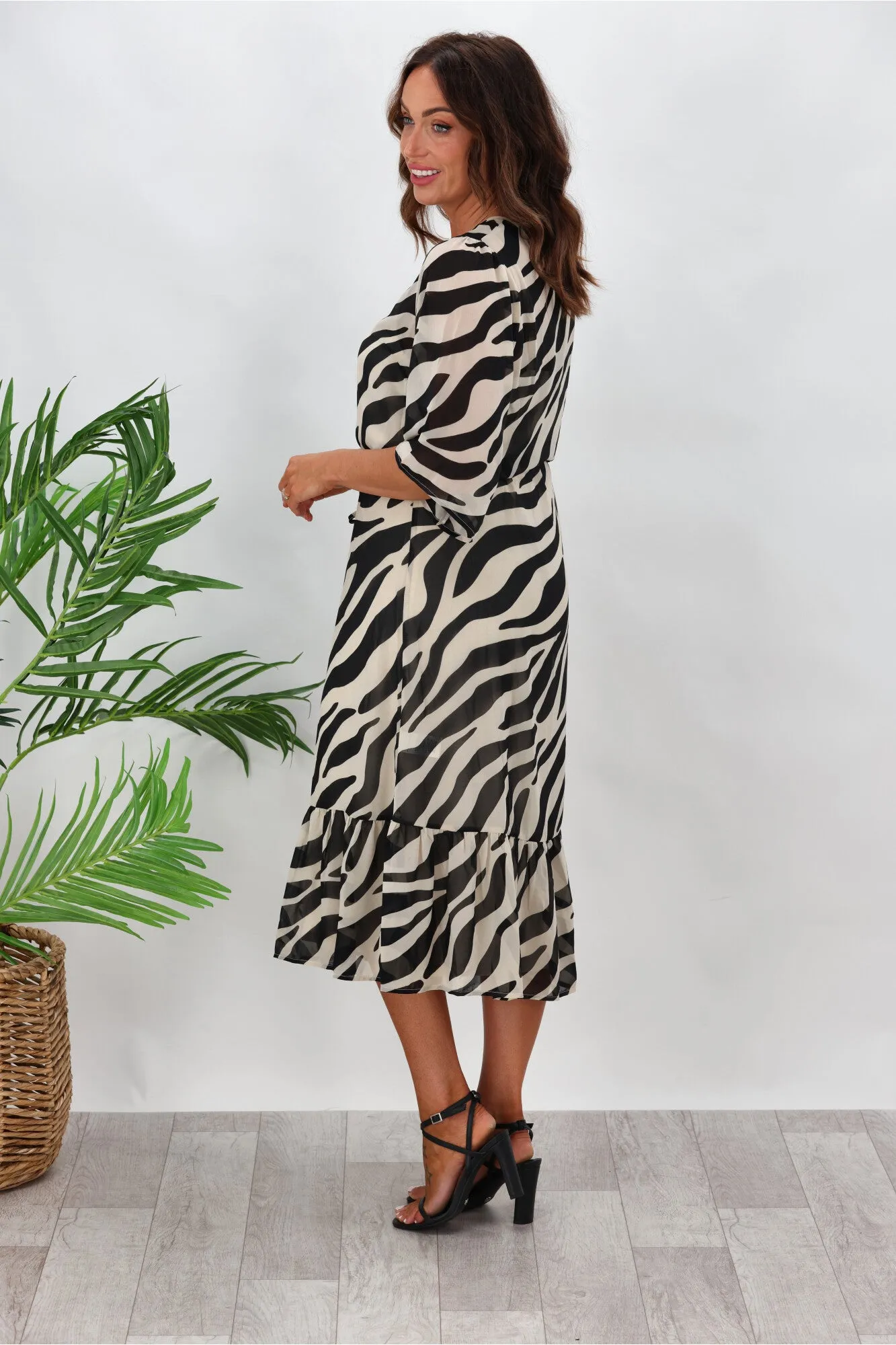 Gloss by Shine On Sorrento Flutter Sleeve Dress Zebra Print sold by Shine On product image thumbnail 5