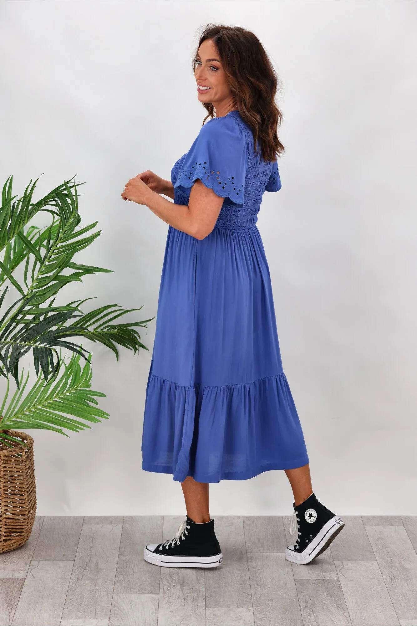 Gloss By Shine On Heather Broderie Sleeve Dress Blue sold by Shine On product image thumbnail 5