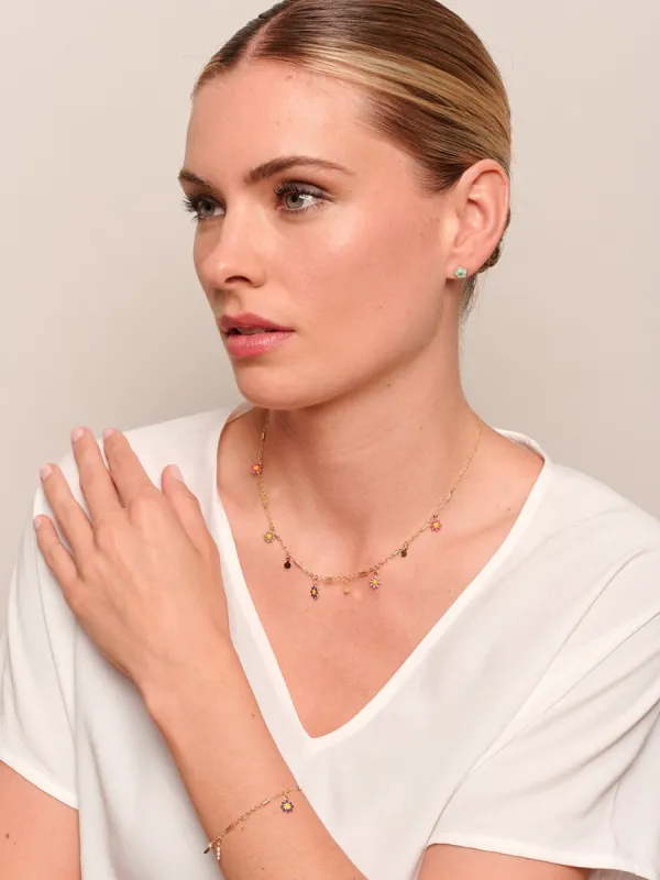 Tiger Tree Multi Hanging Daisy Necklace Gold sold by Shine On