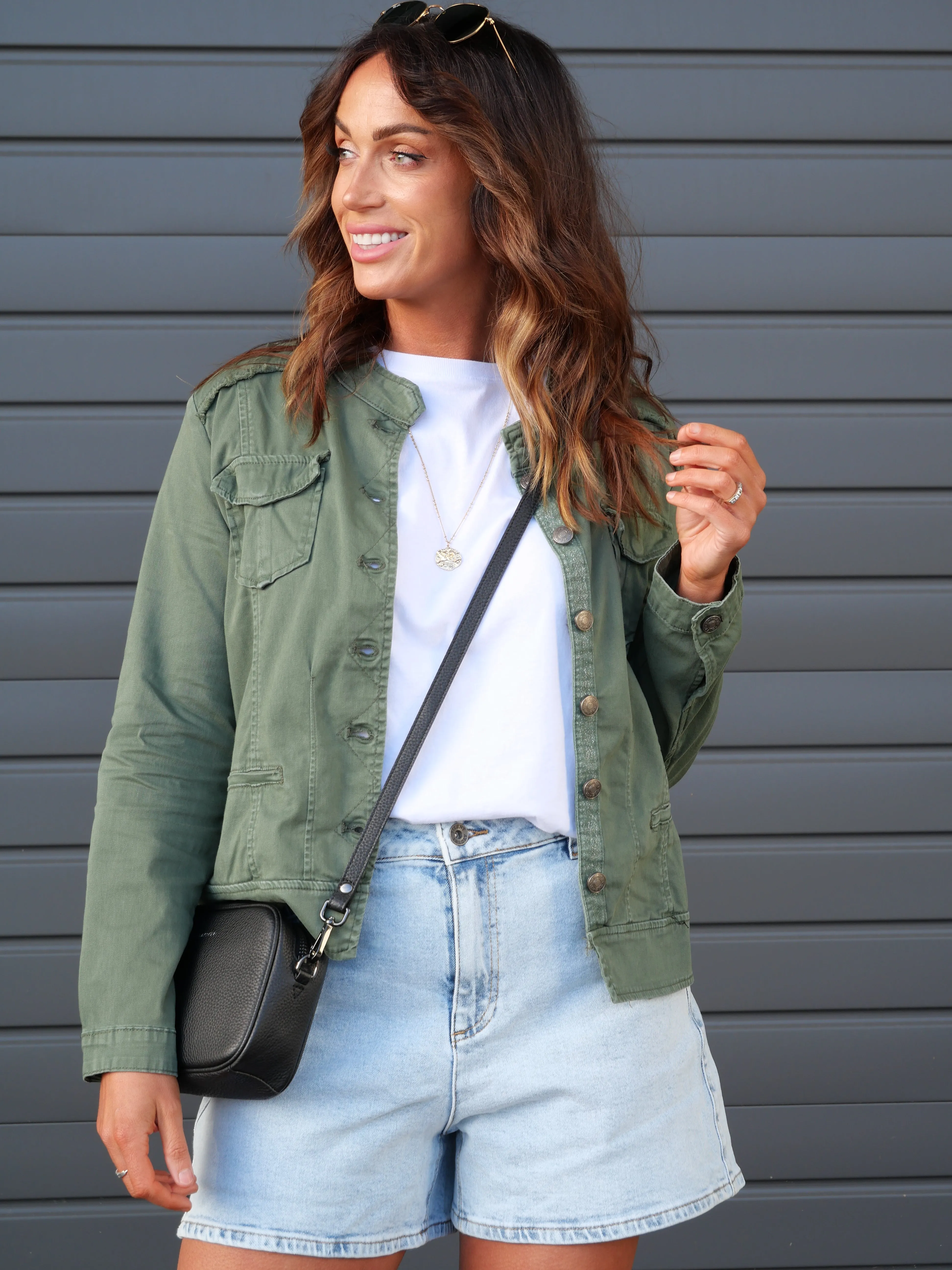 Threadz Military Denim Jacket Khaki sold by Shine On product image thumbnail 3