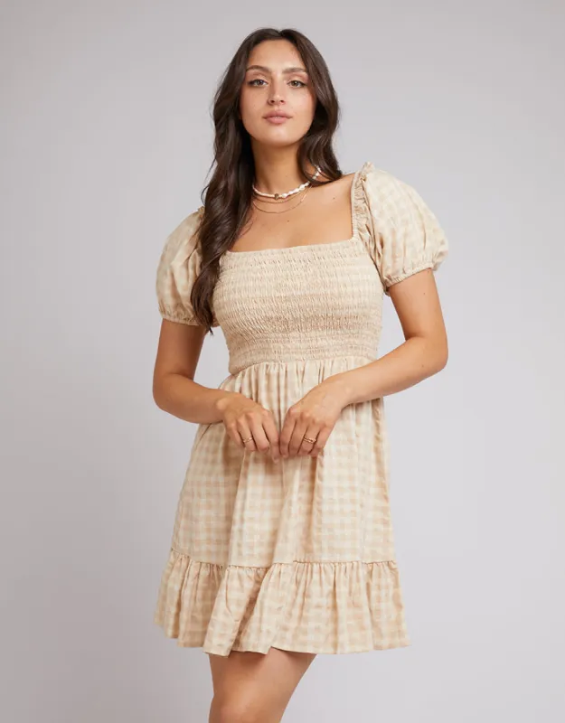All About Eve Georgette Shirred Dress Oat sold by Shine On