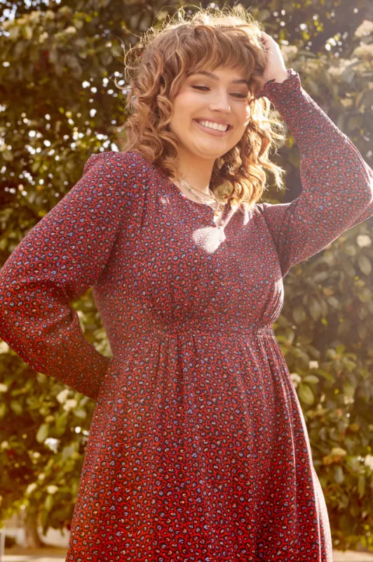 Sass Candice V-Neck Short Dress Wine Animal sold by Shine On