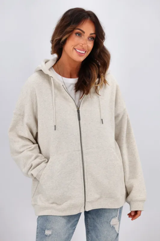 Silent Theory Oversized Zip Thru Hoody Oatmeal sold by Shine On