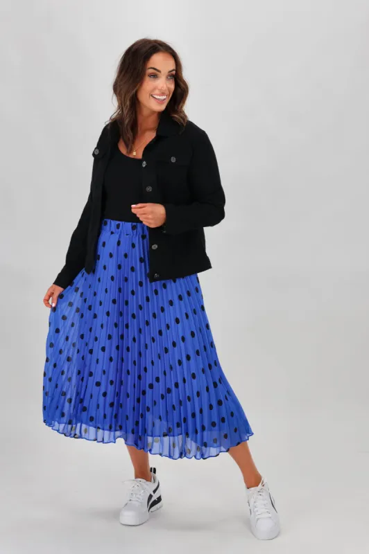 Betty Basics Chanel Pleated Skirt Bluebell Spots sold by Shine On