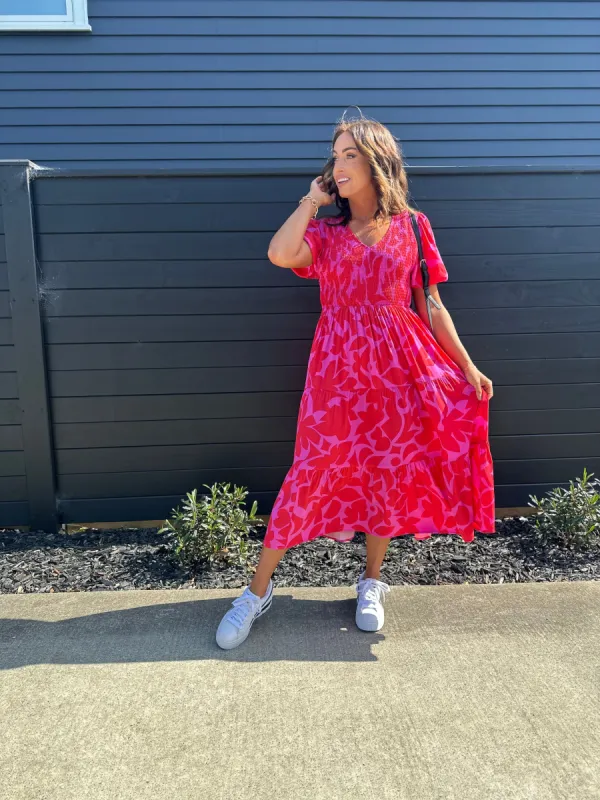 Sunday Boho Alice Dress Red Pink made by Shine On