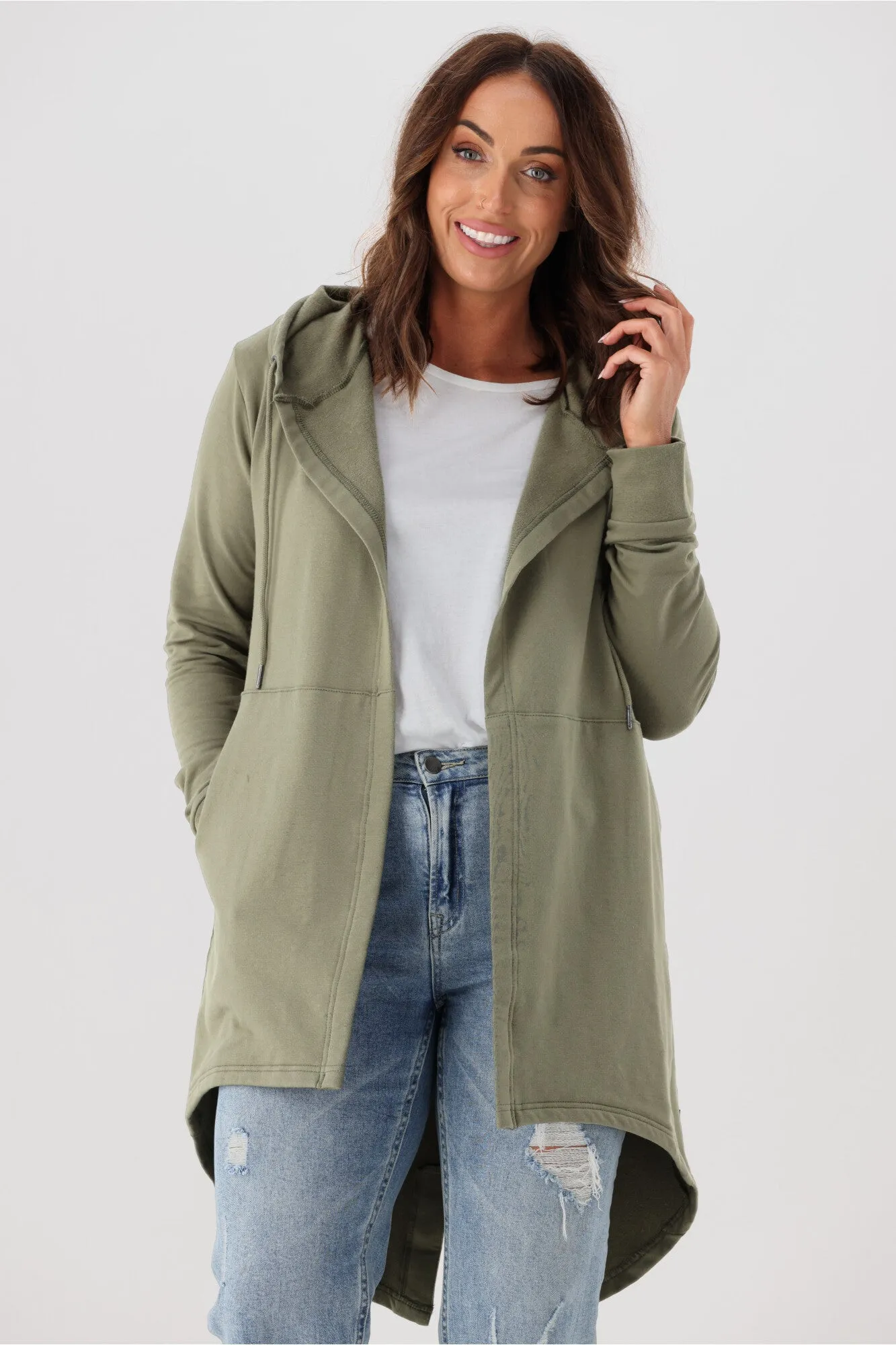 Silent Theory Ashleigh Hooded Cardigan Khaki sold by Shine On product image thumbnail 2
