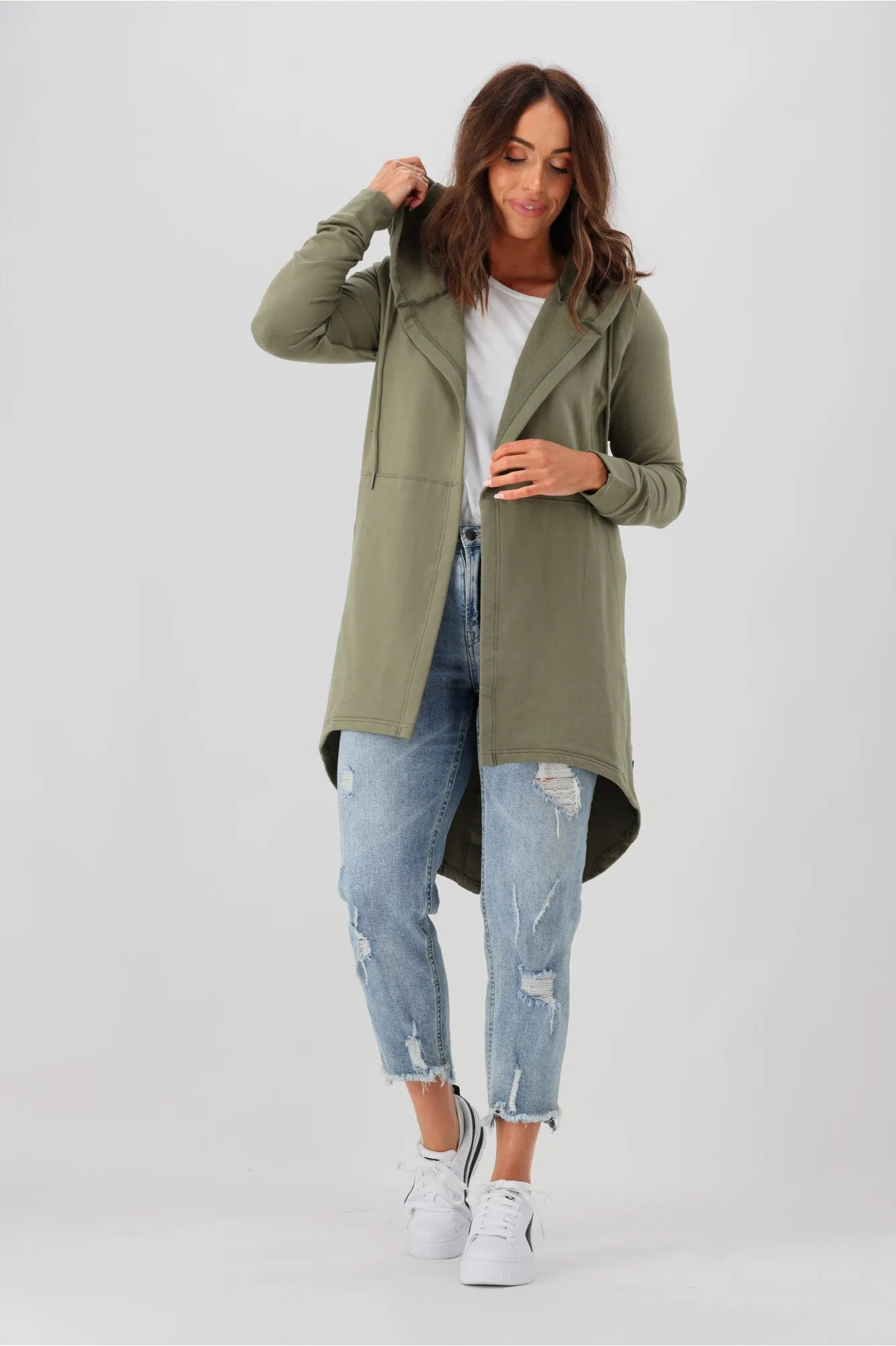 Silent Theory Ashleigh Hooded Cardigan Khaki sold by Shine On product image thumbnail 4