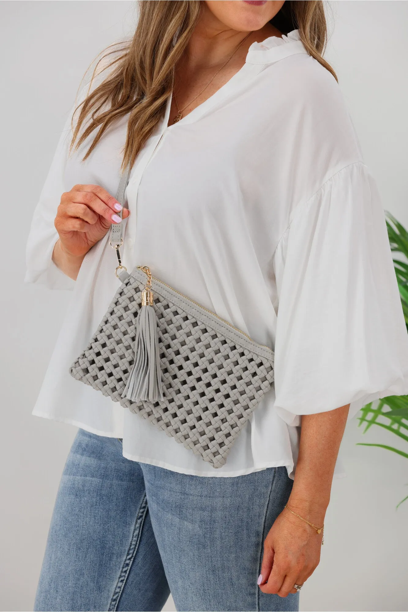 Free Spirit Woven Clutch Bag Stone sold by Shine On product image thumbnail 2