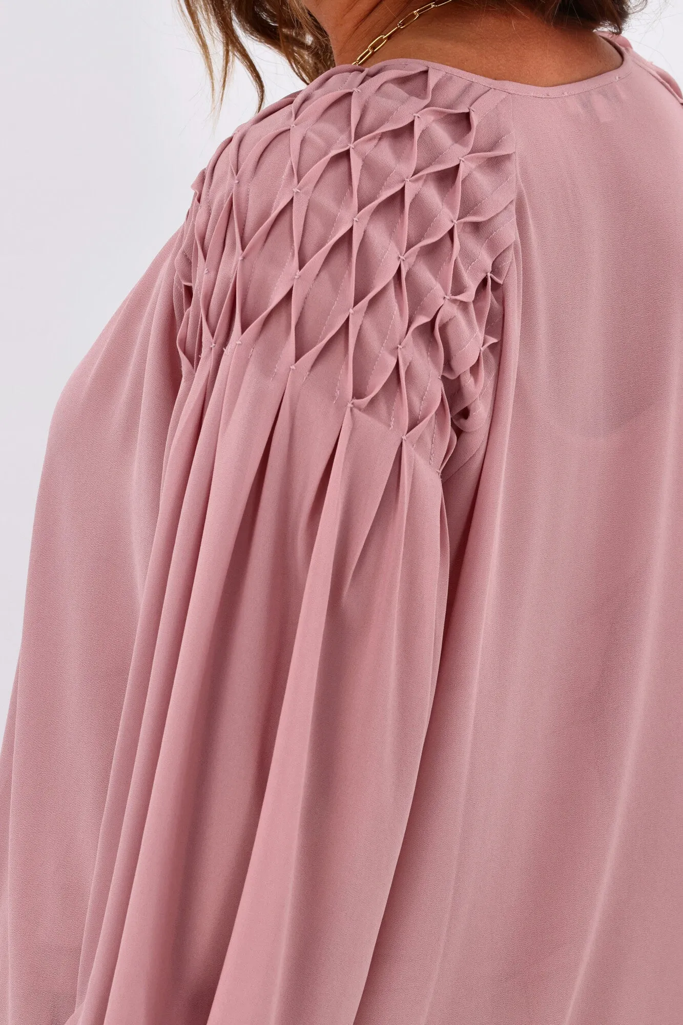 Jane James Jordyn Smocked Detail Blouse Smokey Pink sold by Shine On product image thumbnail 5