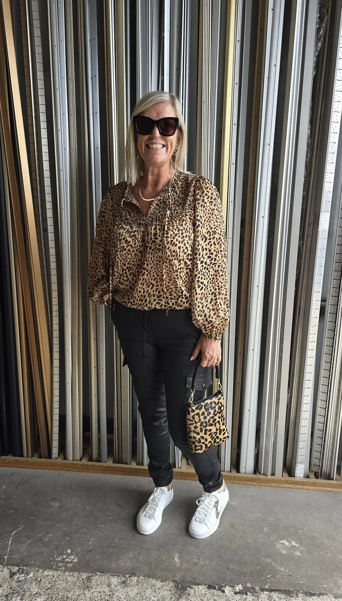 Gloss by Shine Zara Shirred Yoke Top Foil Animal sold by Shine On product image thumbnail 5