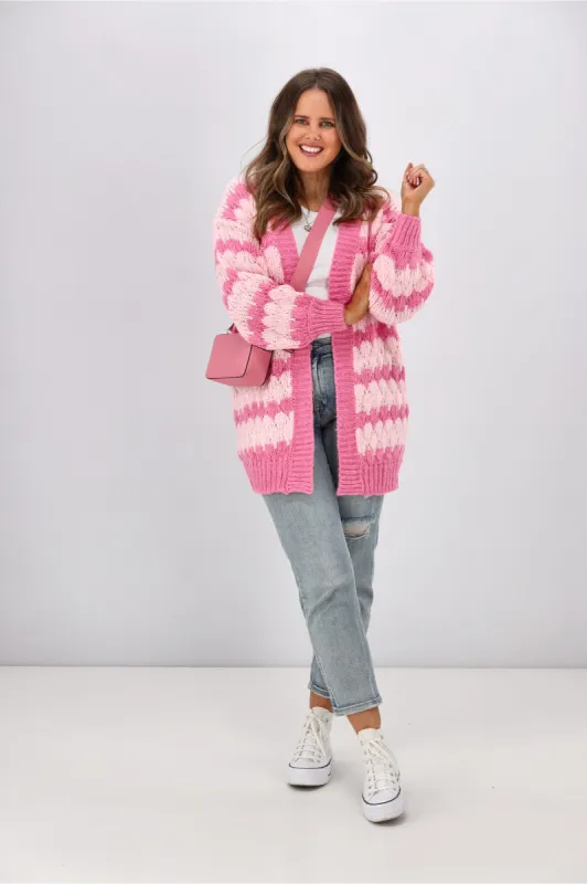 Boho Australia Chloe Cardigan Pink Stripe sold by Shine On