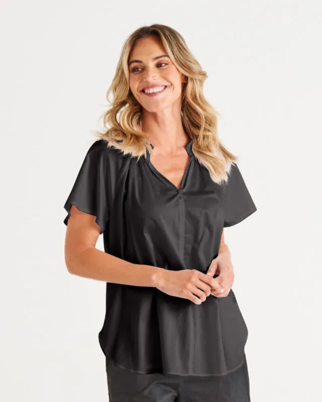 Betty Basics Victoria Blouse Black sold by Shine On
