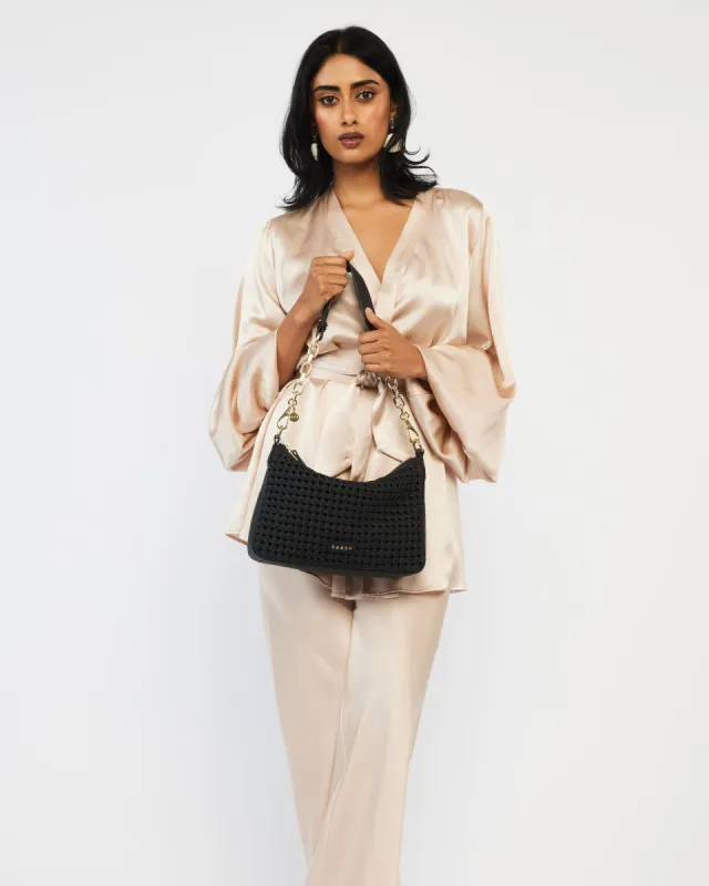 Saben Dane Shoulder Bag Black Braid sold by Shine On