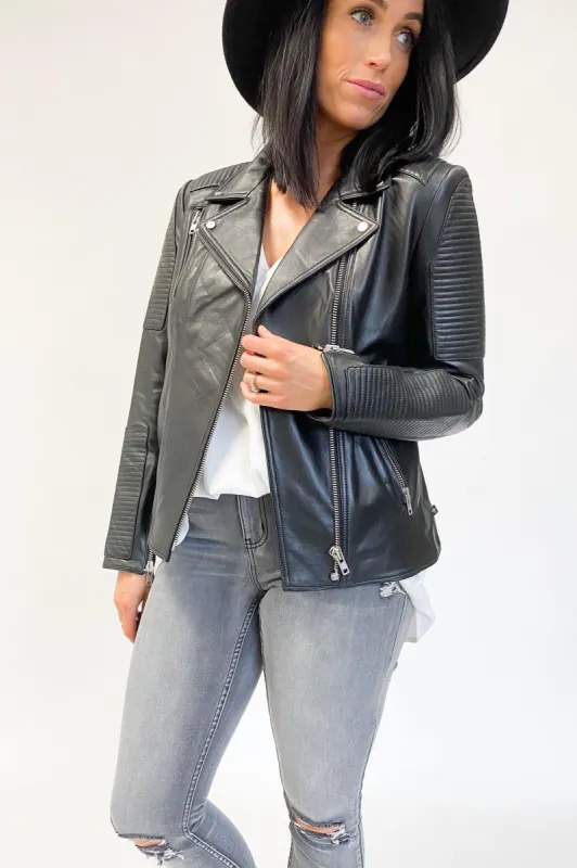 Federation Knew Leather Jacket Black sold by Shine On
