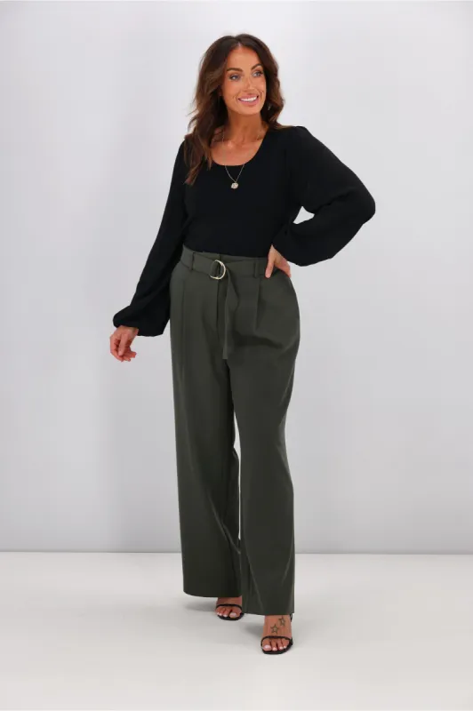 Shine On Label Mariana Ribbed Puff Sleeve Top Black sold by Shine On