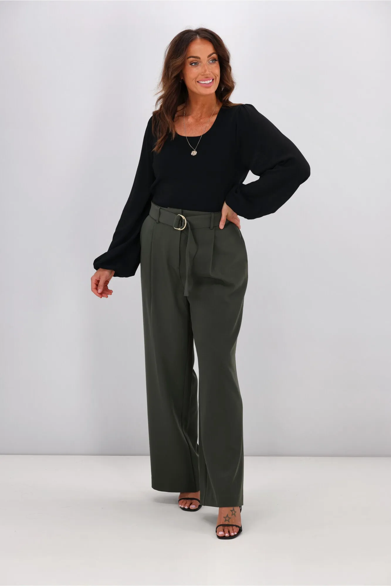 Shine On Label Mariana Ribbed Puff Sleeve Top Black sold by Shine On