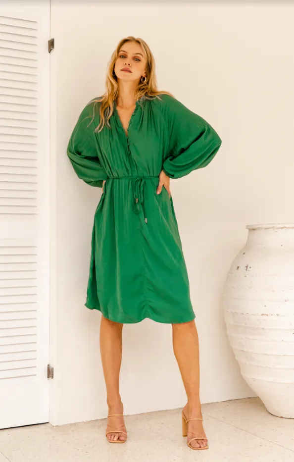 Eclect Pleated Dress Green sold by Shine On
