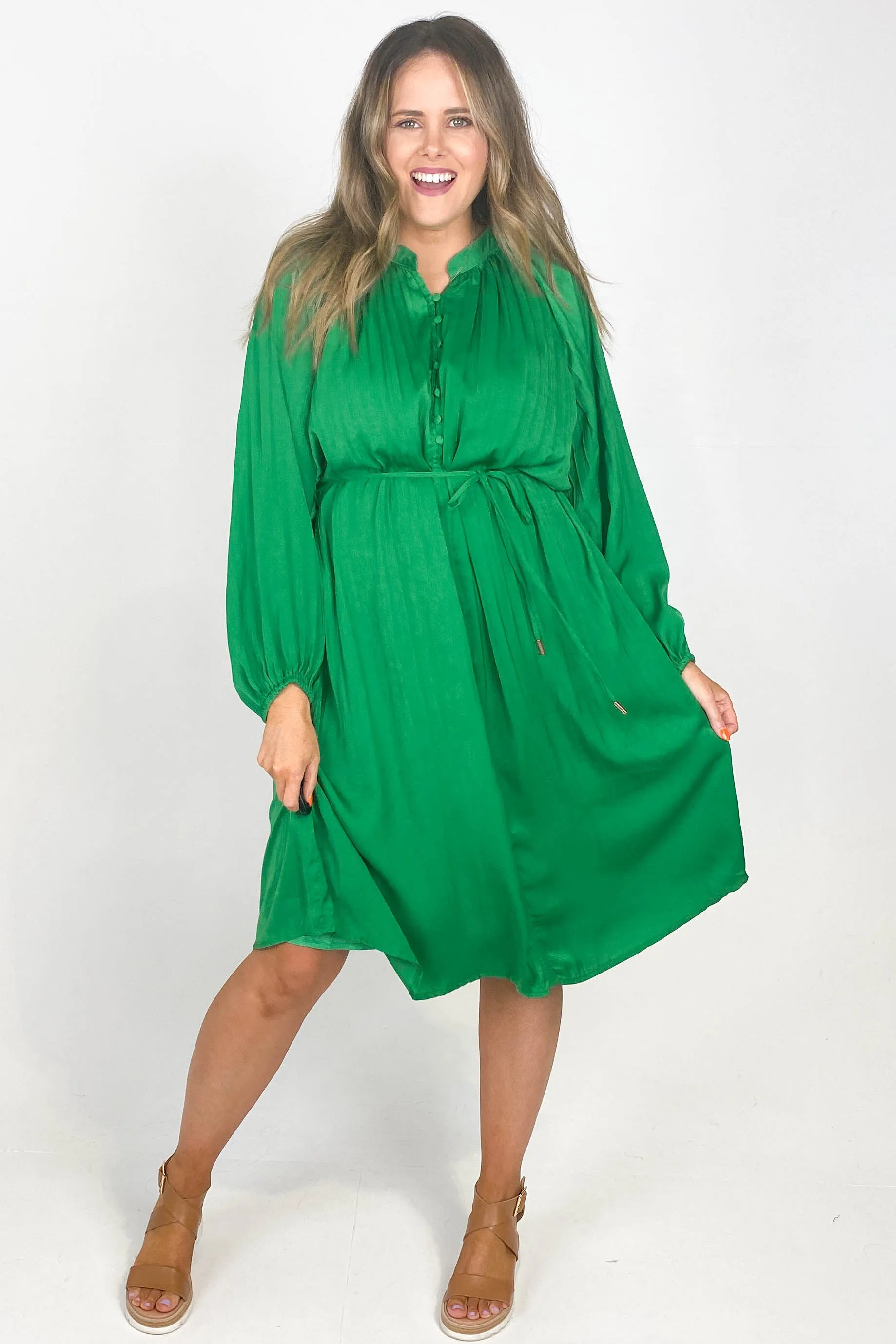 Eclect Pleated Dress Green sold by Shine On product image thumbnail 4