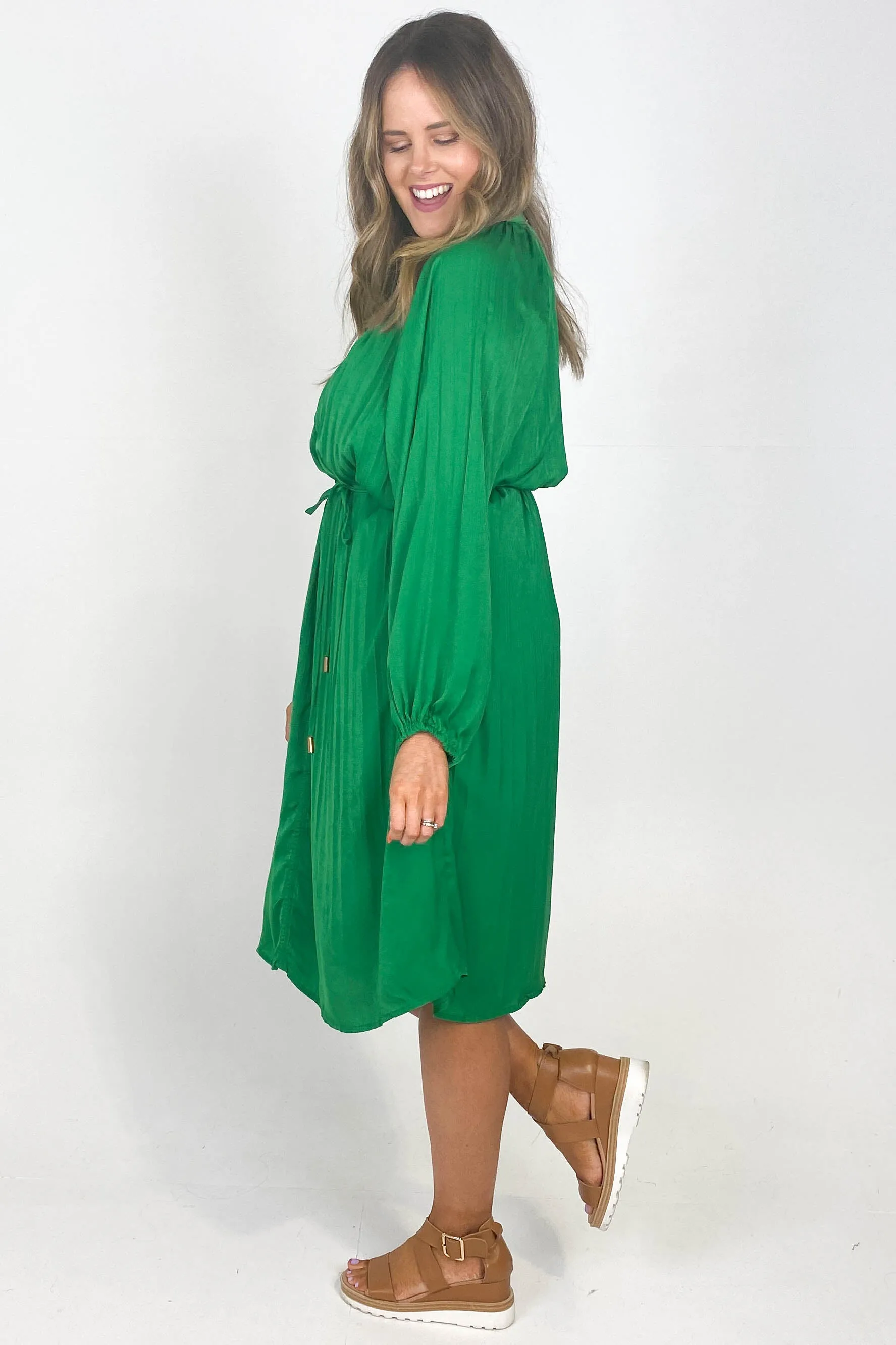 Eclect Pleated Dress Green sold by Shine On product image thumbnail 5