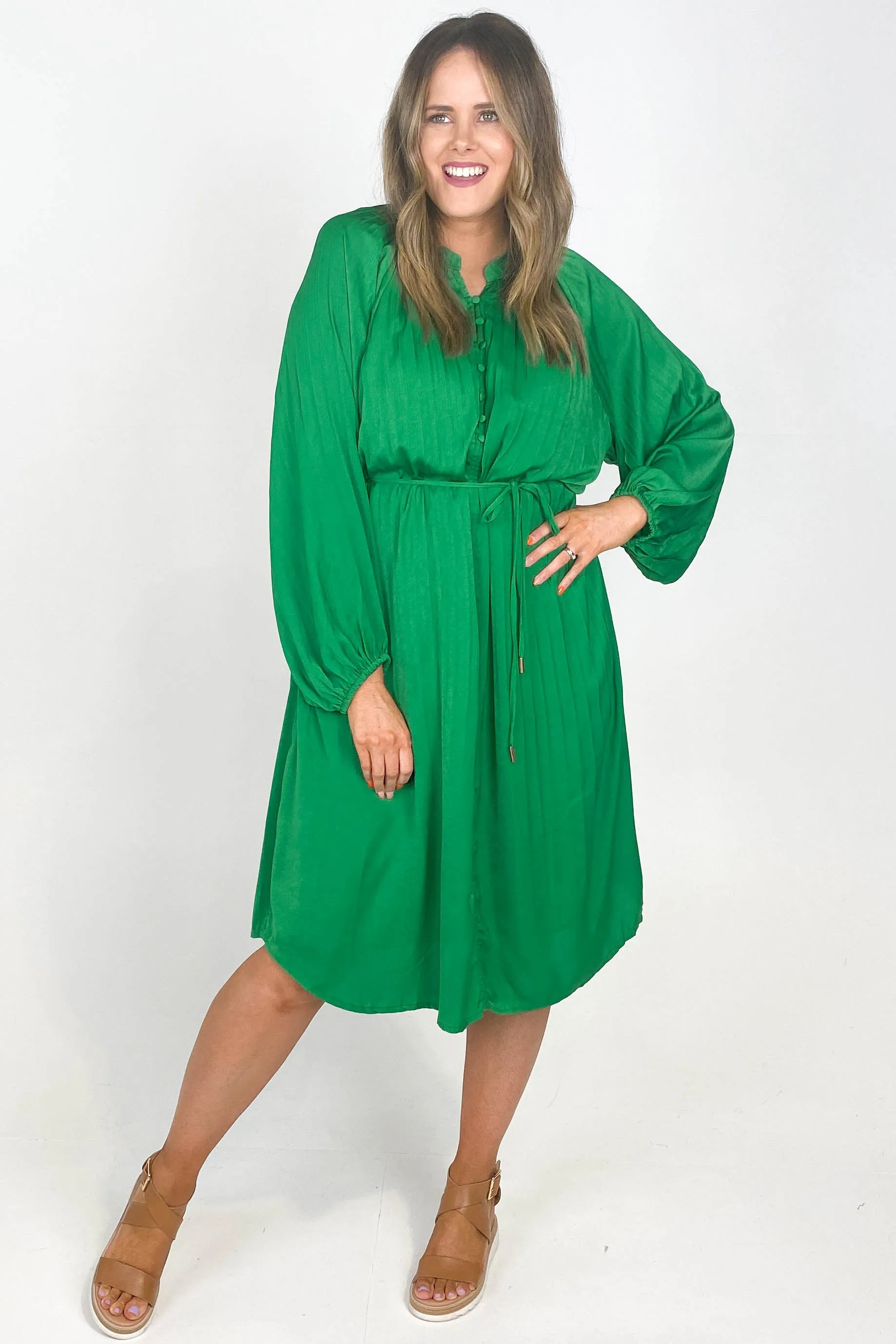 Eclect Pleated Dress Green sold by Shine On product image thumbnail 2