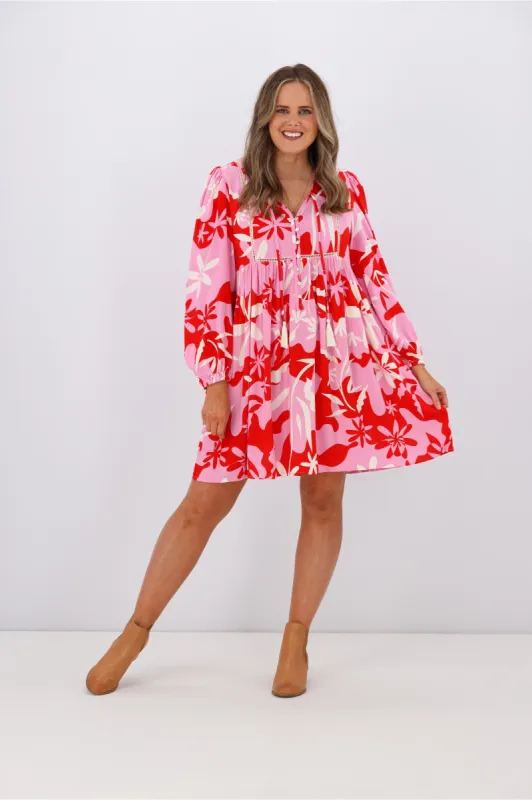 Iris Maxi Monique Dress Pink Red Floral sold by Shine On