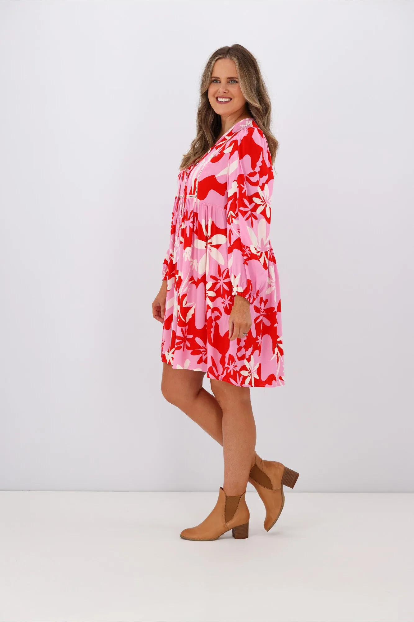 Iris Maxi Monique Dress Pink Red Floral sold by Shine On product image thumbnail 3