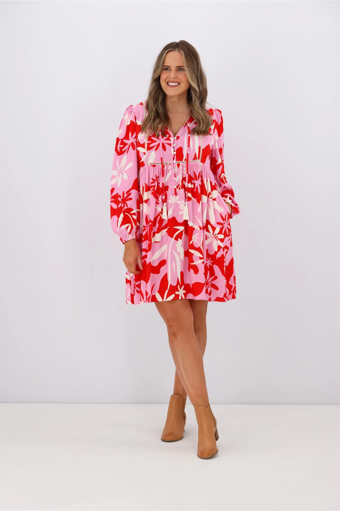 Iris Maxi Monique Dress Pink Red Floral sold by Shine On product image thumbnail 2