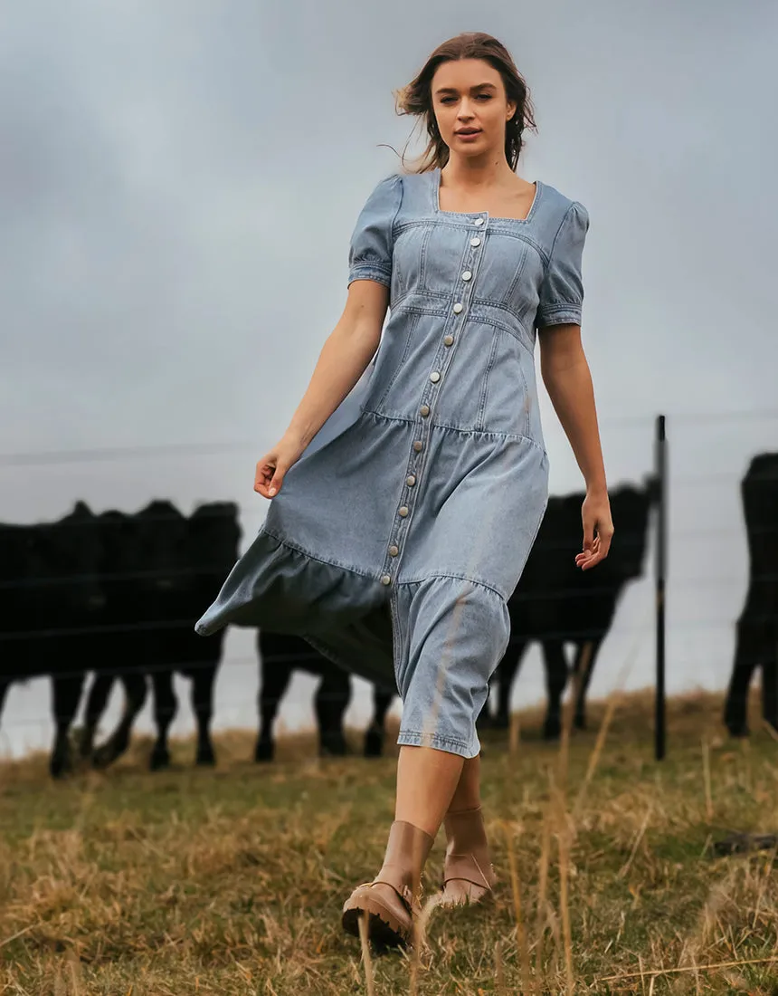 Foxwood Astrid Denim Dress Light Blue sold by Shine On