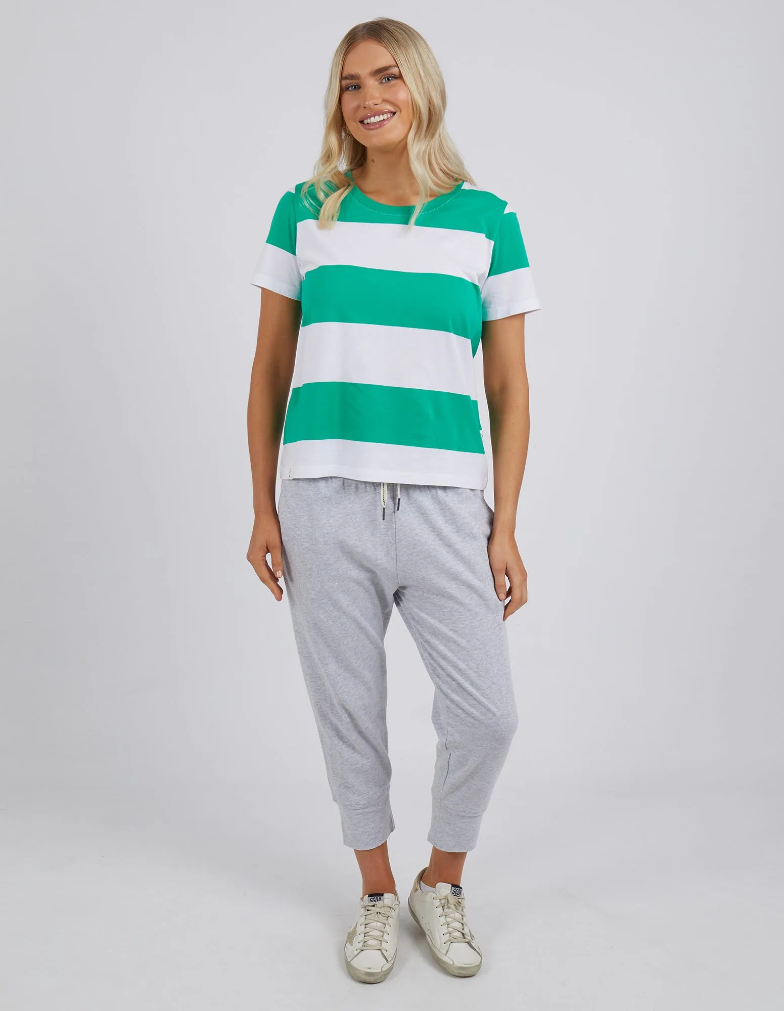 Elm Block Stripe S/S Tee Bright Green & White Stripe sold by Shine On product image thumbnail 2