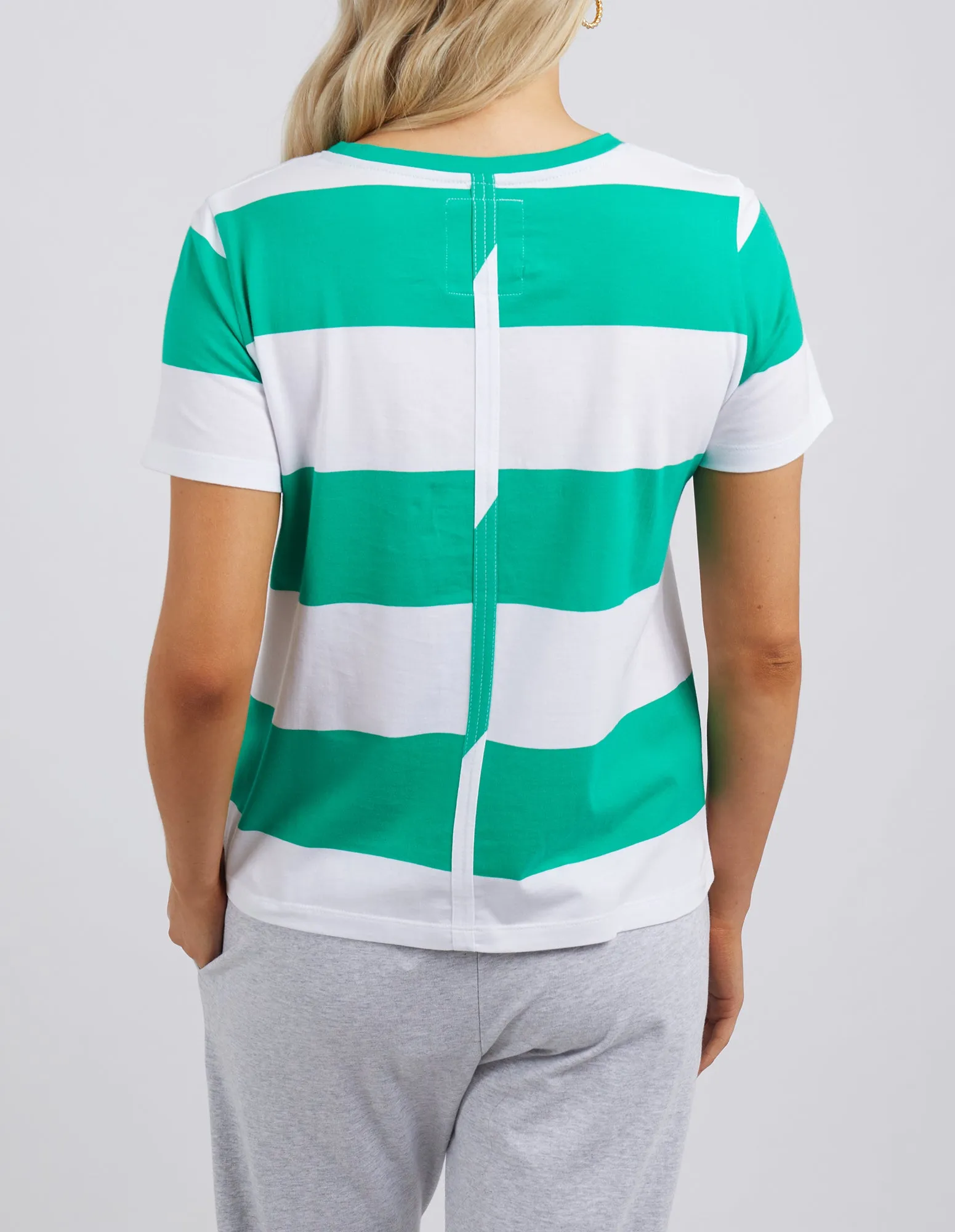 Elm Block Stripe S/S Tee Bright Green & White Stripe sold by Shine On product image thumbnail 5