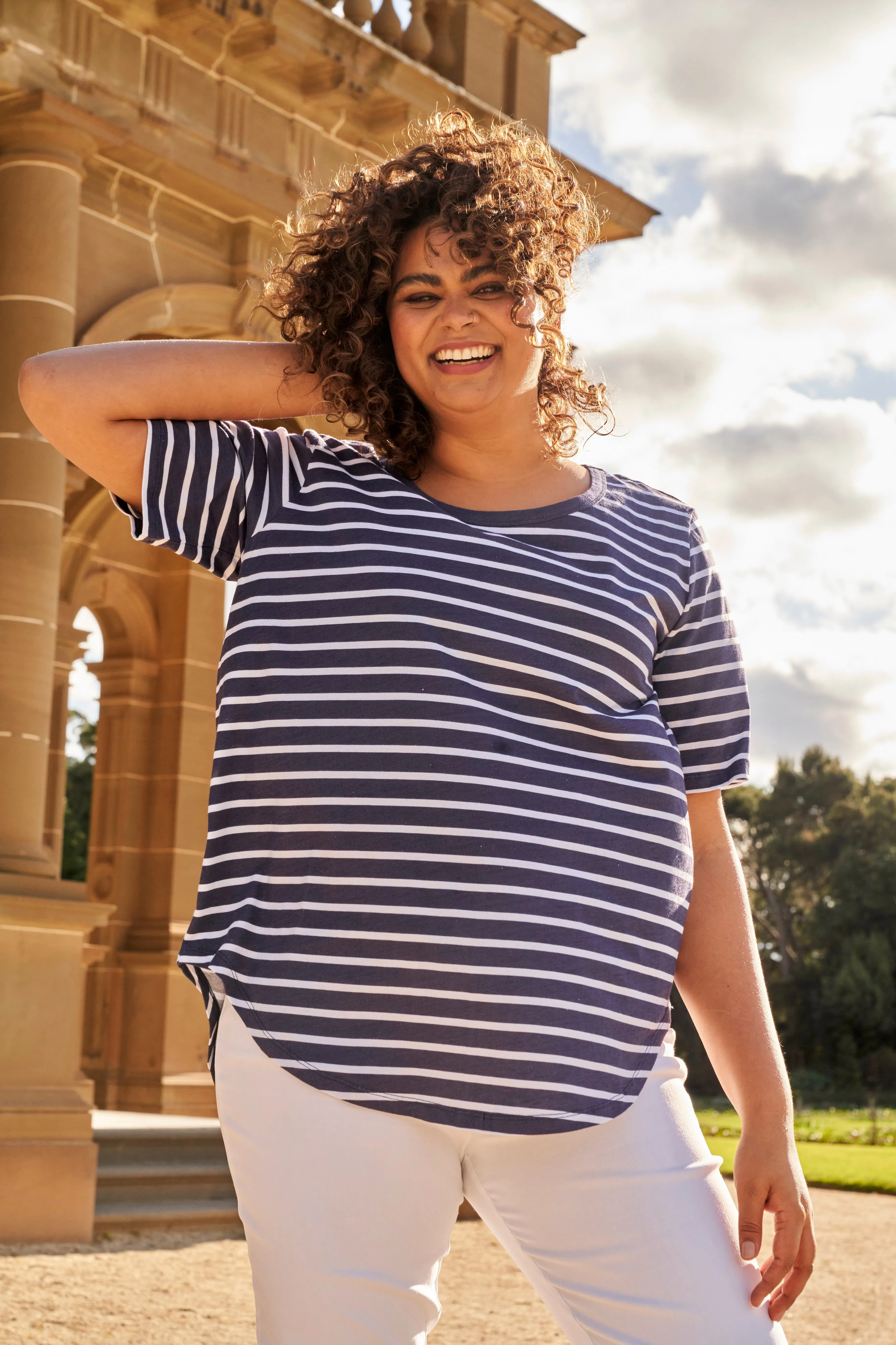 Betty Basics Ariana Tee Dark Blue Stripe sold by Shine On product image thumbnail 3