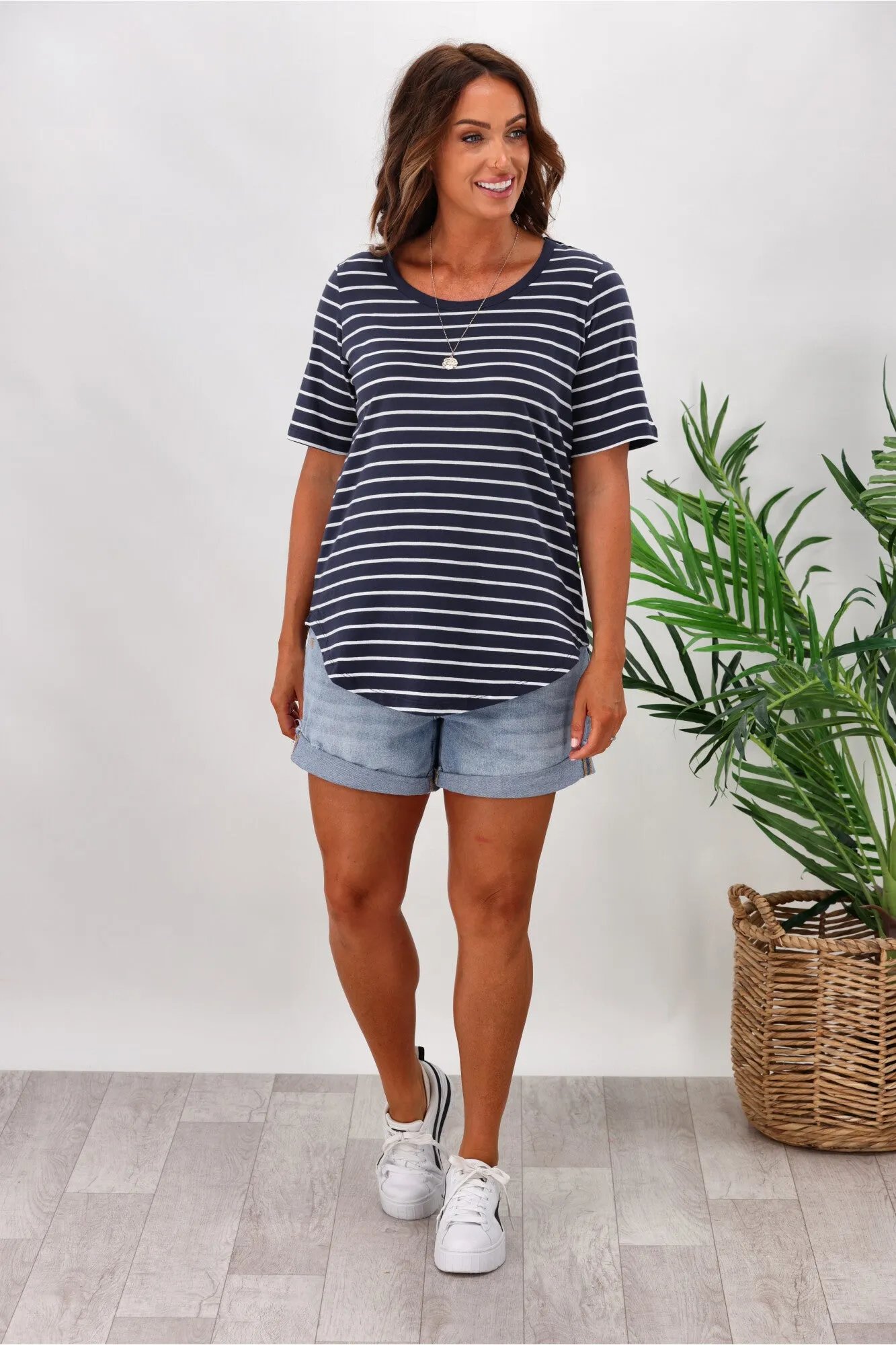 Betty Basics Ariana Tee Dark Blue Stripe sold by Shine On product image thumbnail 4