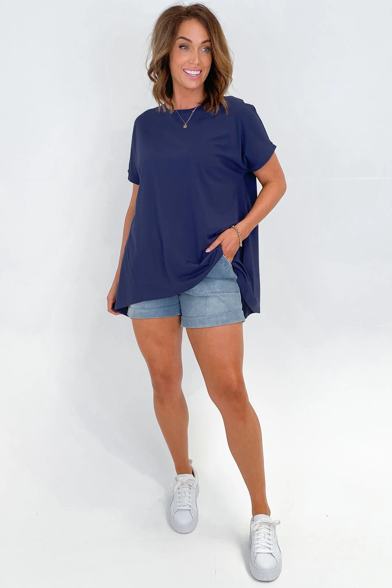 Tirelli Longline Crewneck Tee Navy sold by Shine On product image thumbnail 3