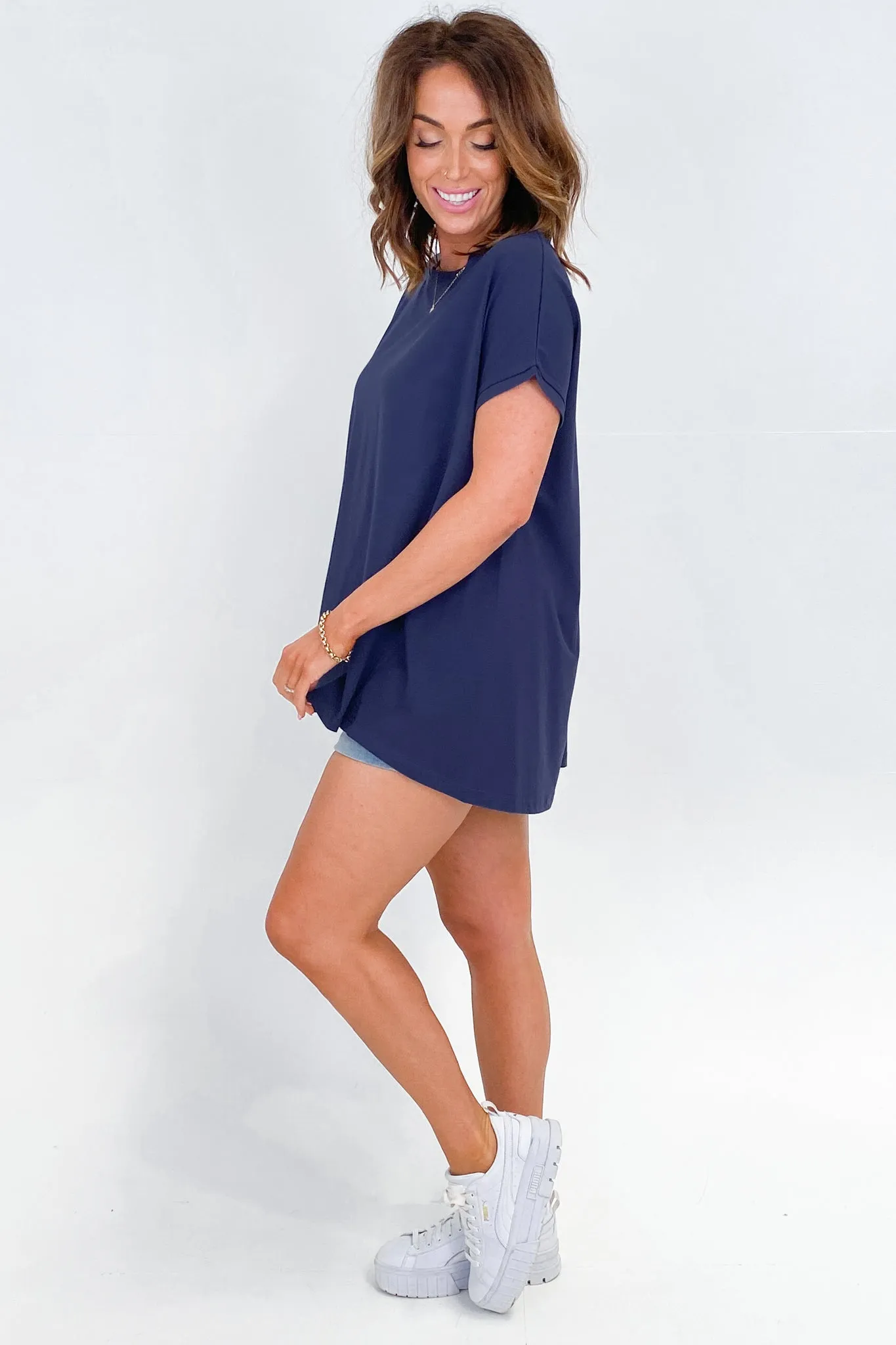 Tirelli Longline Crewneck Tee Navy sold by Shine On product image thumbnail 4