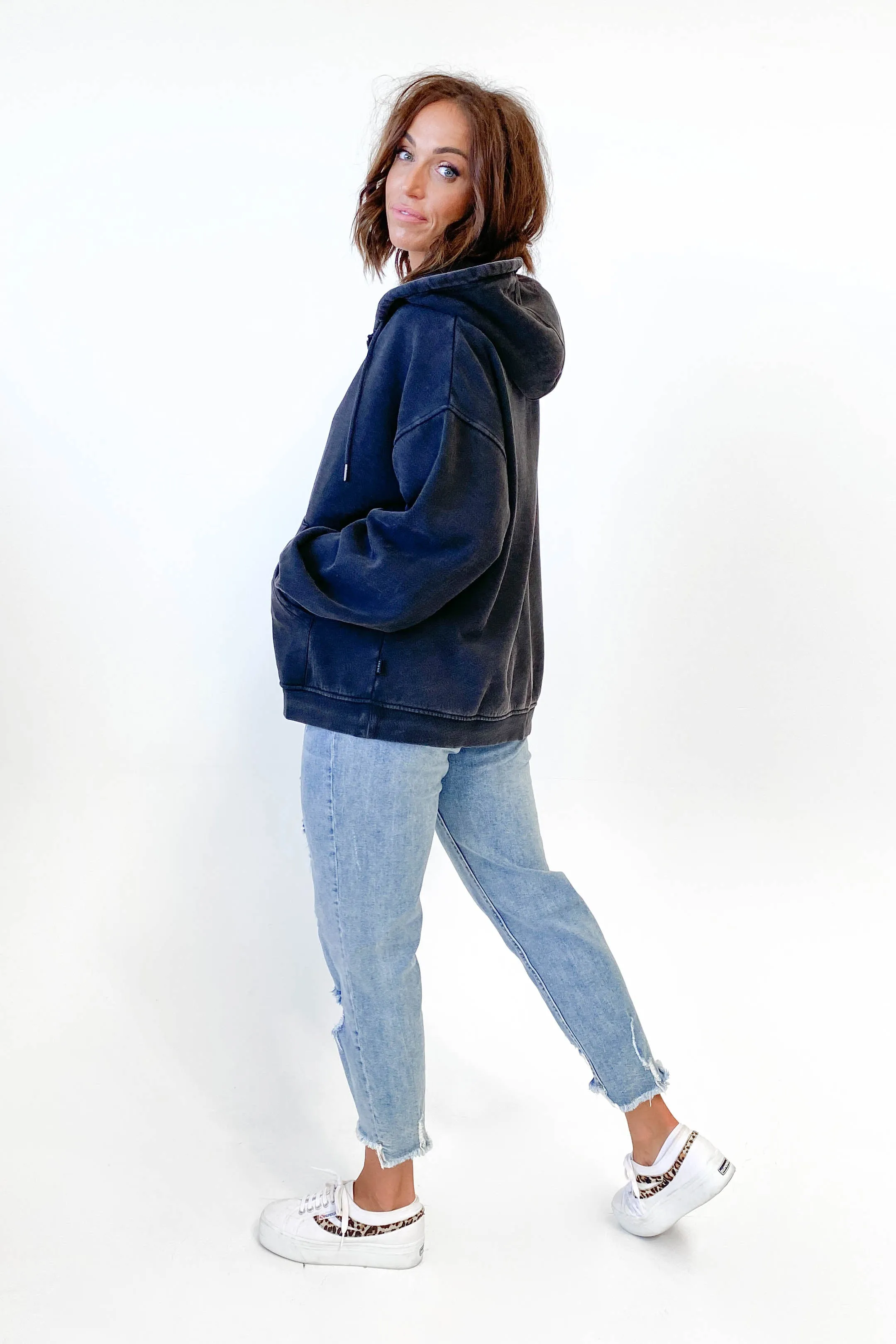 Silent Theory Oversized Zip Thru Hoody Washed Black sold by Shine On product image thumbnail 4