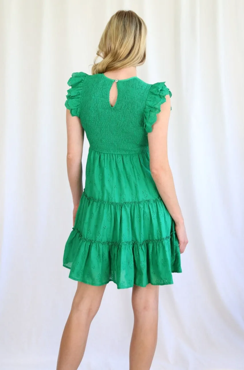 Lillie & Mia Maddie Mini Shirred Dress Green sold by Shine On product image thumbnail 2