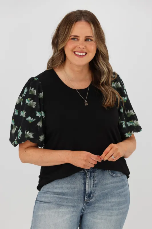 Shine On label Ranerie Puff Sleeve Floral Puff Sleeve Top sold by Shine On