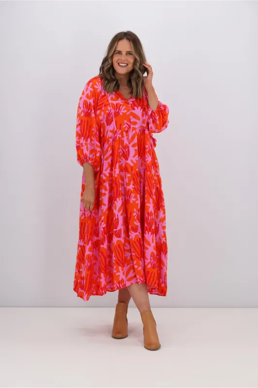 Sunday Boho Isla Coral Cove Maxi Dress Red Lilac sold by Shine On