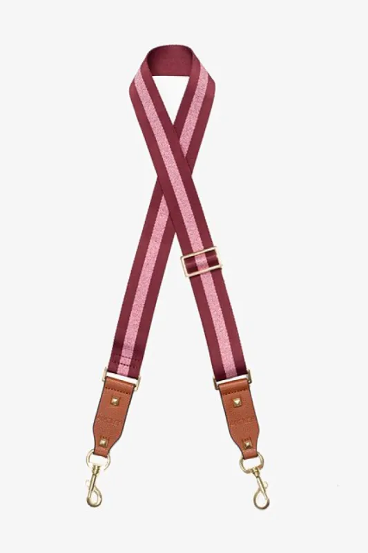 Antler Bag Strap Merlot & Pink Stripe sold by Shine On