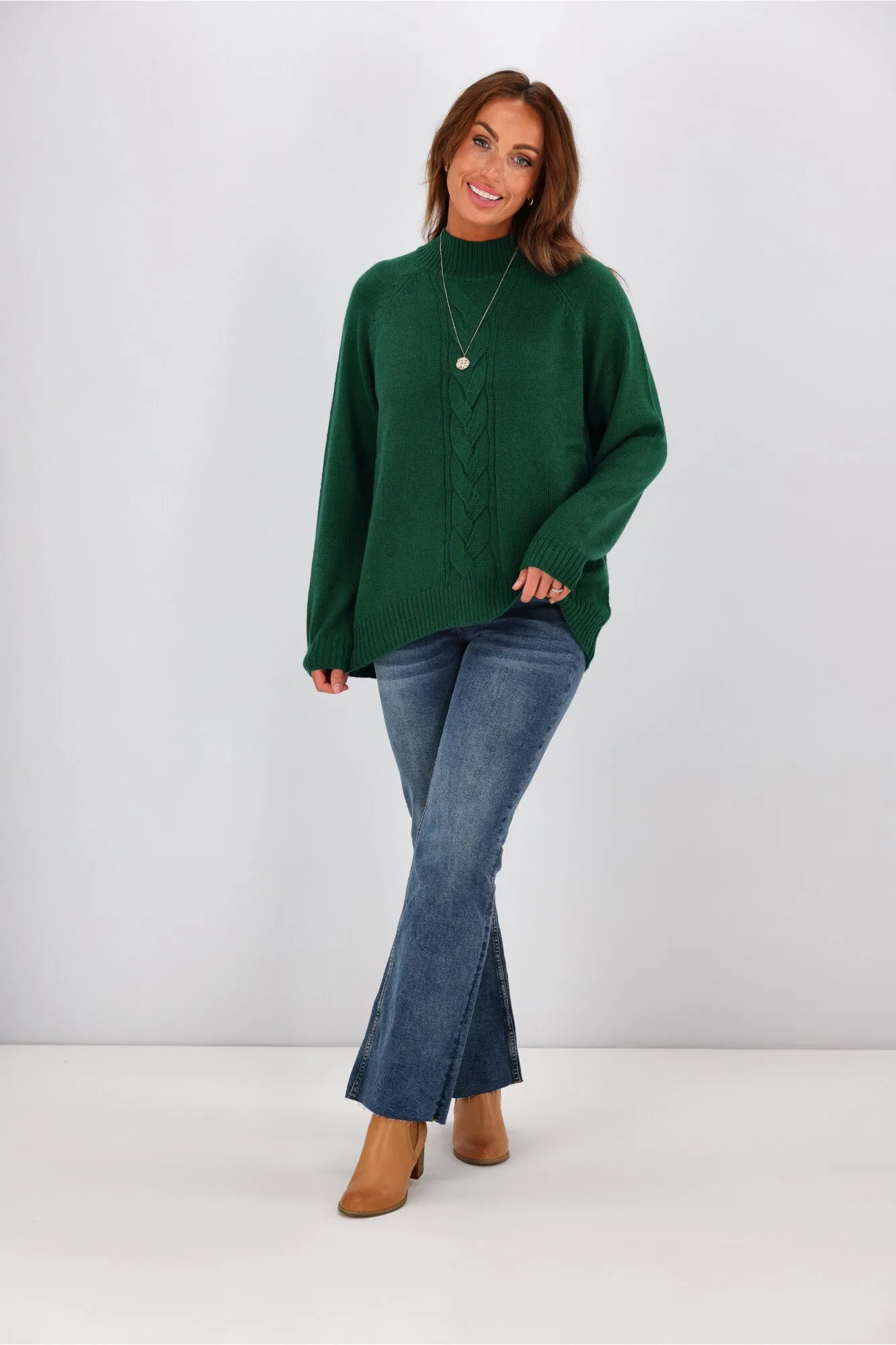 Alpine by Shine On Elijah Chunky Merino Polo Neck Jumper Emerald sold by Shine On product image thumbnail 5