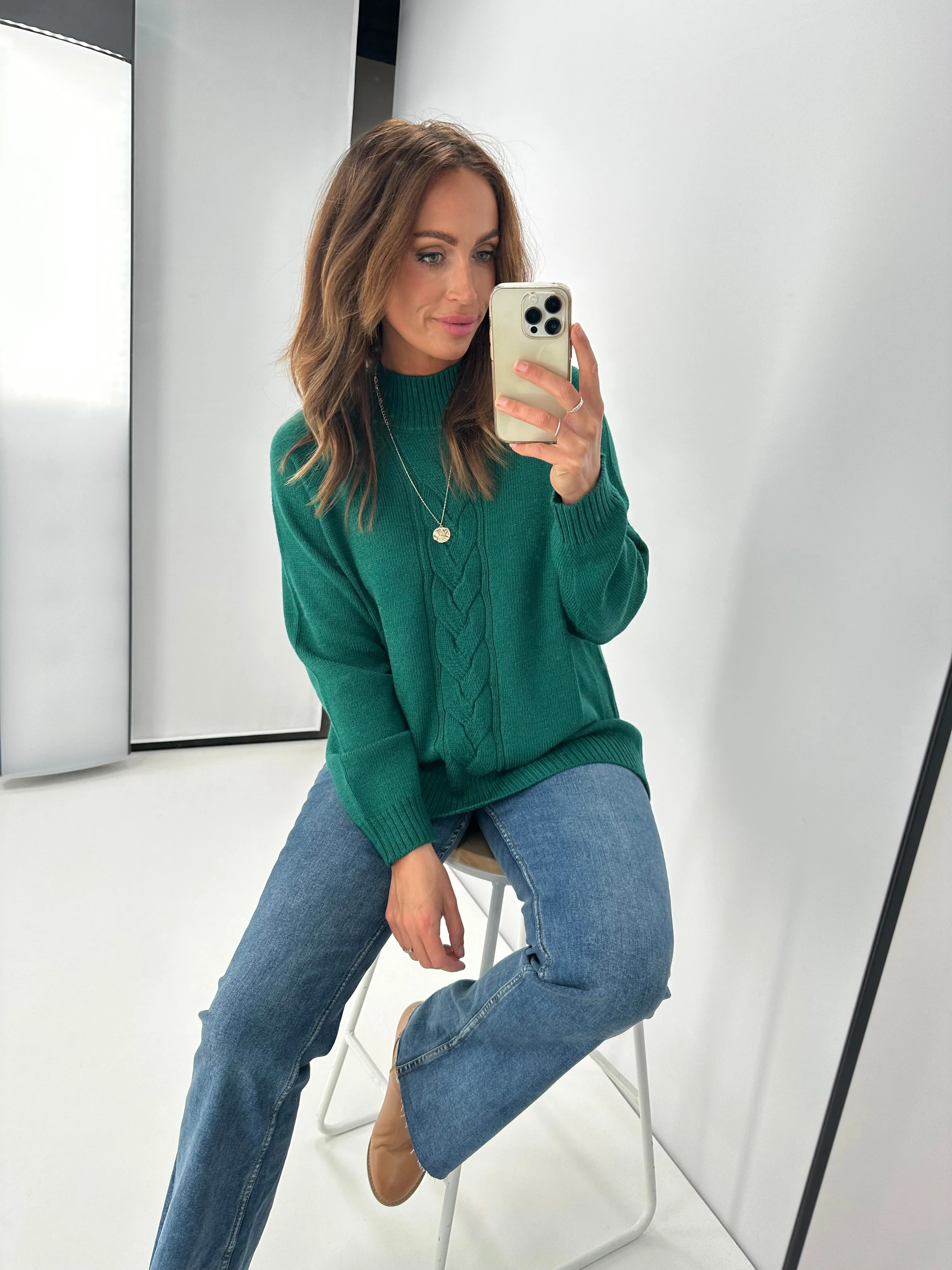 Alpine by Shine On Elijah Chunky Merino Polo Neck Jumper Emerald sold by Shine On product image thumbnail 4