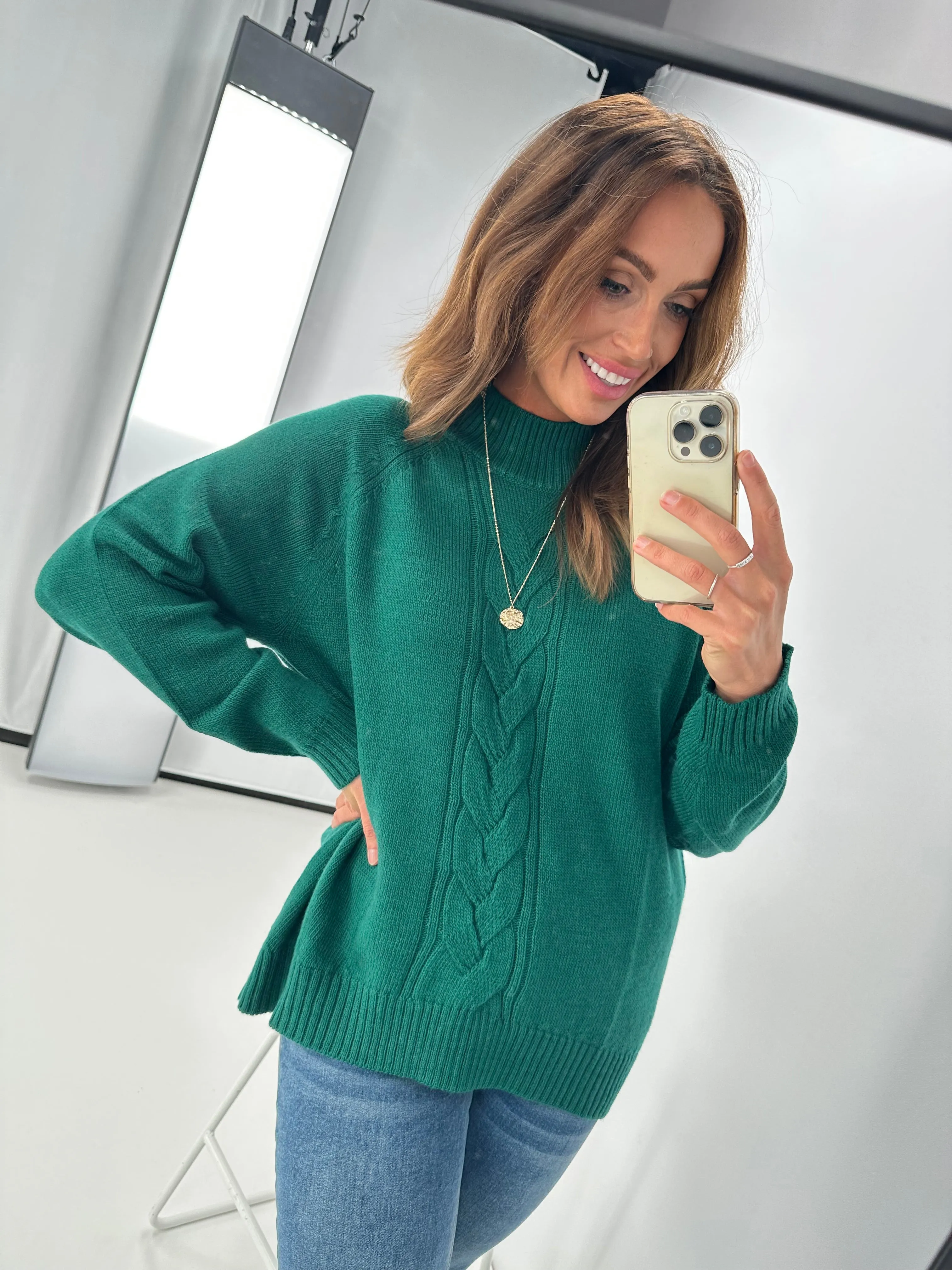 Alpine by Shine On Elijah Chunky Merino Polo Neck Jumper Emerald sold by Shine On product image thumbnail 2