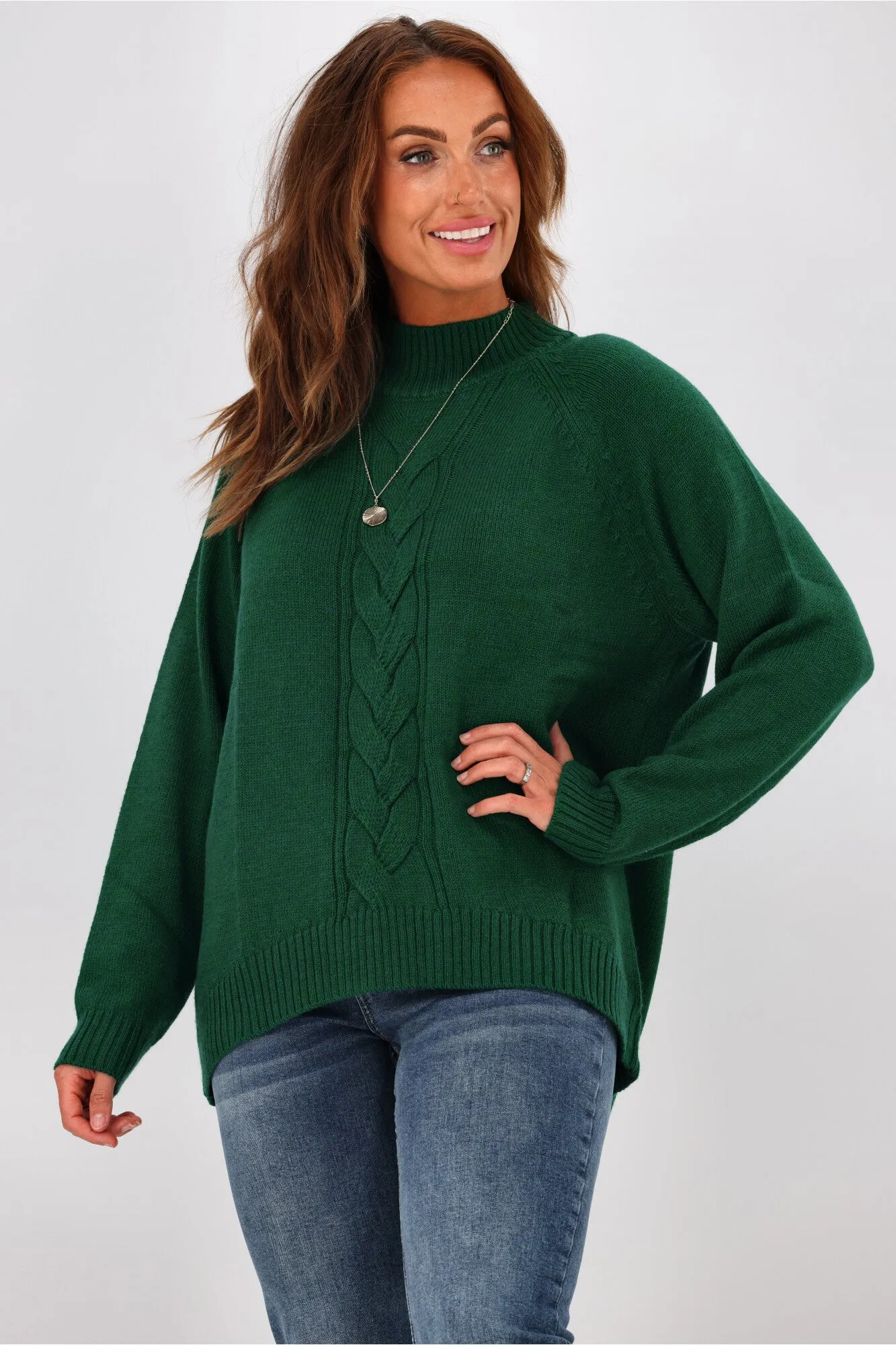 Alpine by Shine On Elijah Chunky Merino Polo Neck Jumper Emerald sold by Shine On