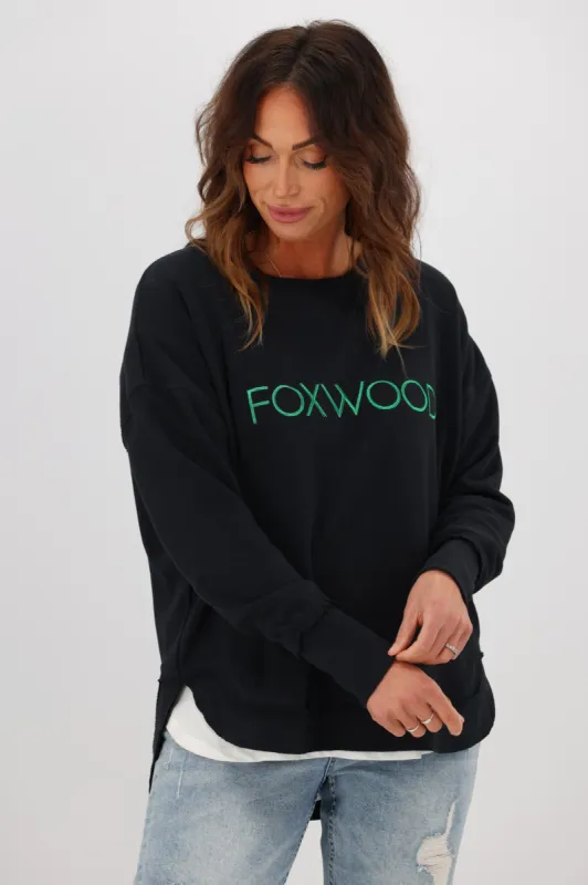 Foxwood Metallic Simplified Crew Black sold by Shine On