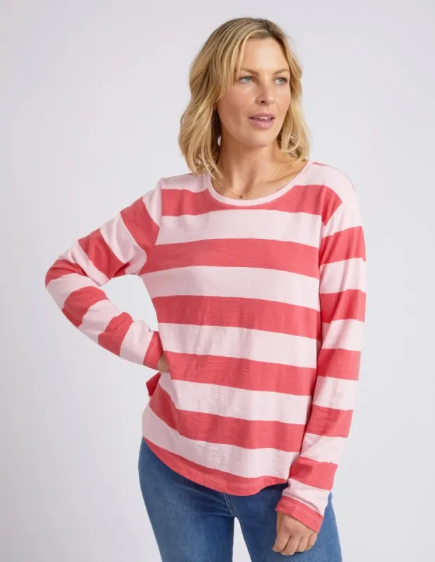 Elm Spritz Stripe L/S Tee Coral Pink sold by Shine On
