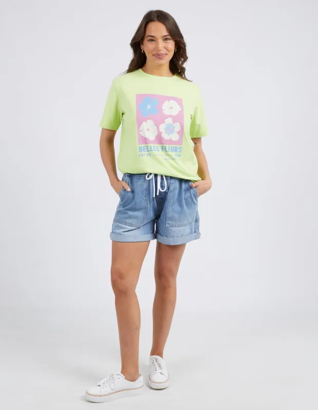 Elm Belle Fleurs Tee Keylime sold by Shine On