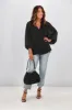 Gloss by Shine On Tani Micro Pleated Frill Top Black sold by Shine On