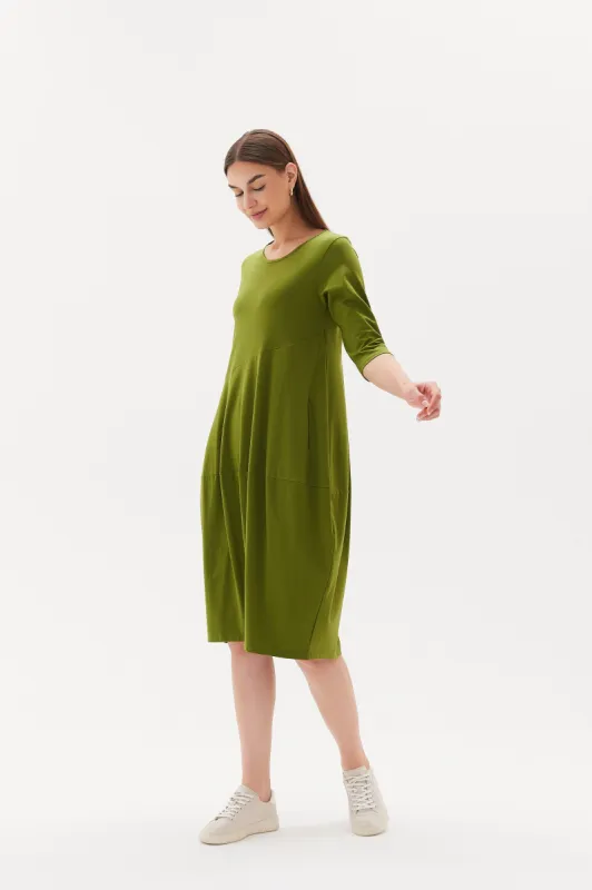 Tirelli Short Sleeve Diagonal Dress Meadow Green sold by Shine On