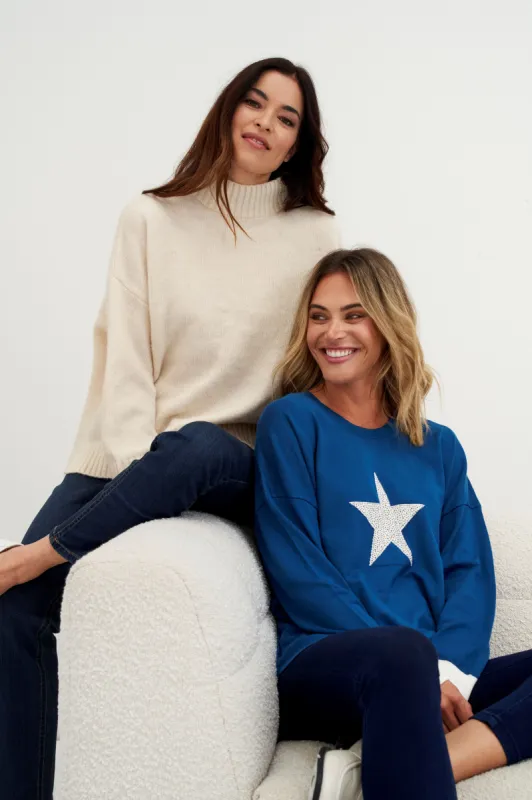 Betty Basics Sophie Knit Jumper Dark Teal Star sold by Shine On