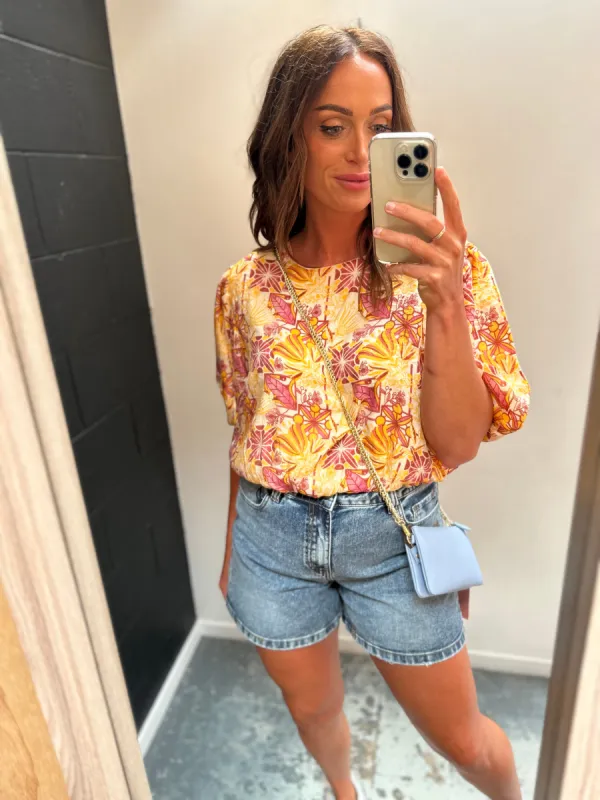 Fria Cassie Floral Print Top Yellow sold by Shine On